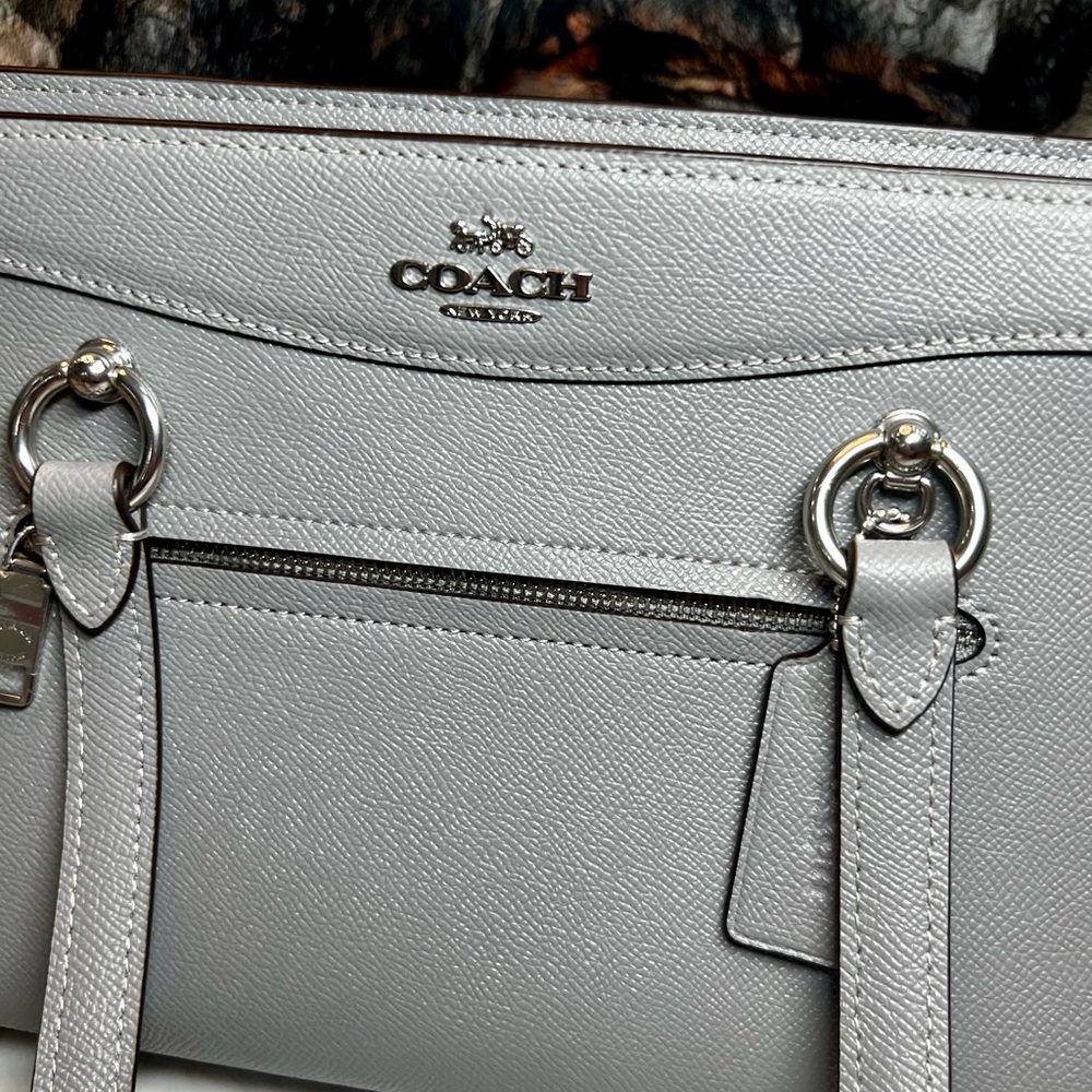 Dove Gray Saffiano Leather Coach Bag - Picture 6 of 6